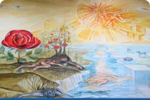 This painting by Brother Laurentius Englisch OFM shows the beauty of creation as expressed in the canticle. 
