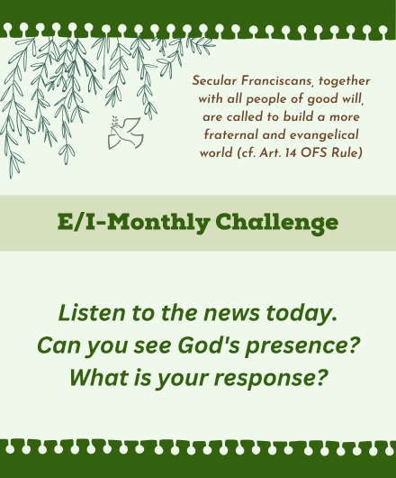 EIC-Monthly Challenge-2508 Box Graphic Ecumenical Interfaith Committee monthly challenge. 'Listen to the news today. Can you see God's presence? What is your response?'