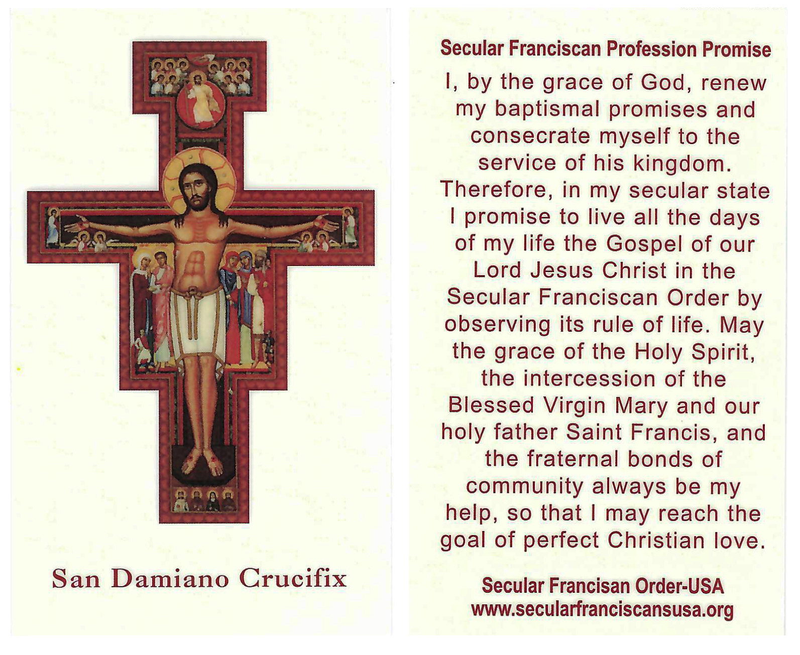 San Damiano Crucifix & Secular Franciscan Profession Promise 