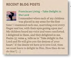 A "Recent Blog Post" on Franciscan Living