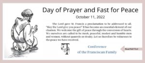 Day of Prayer and Fast for Peace - October 11